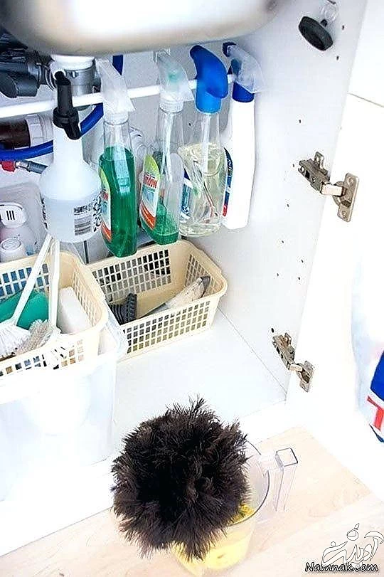 نظم دادن به کابینت زیر سینک ظرفشویی نظم دادن به کابینت